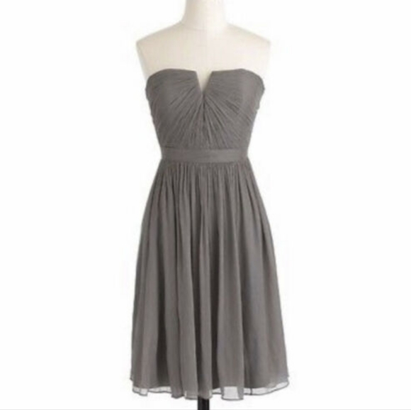 J.Crew Nadia Silk Chiffon Strapless Dress in Dark Gray - Picture 5 of 14